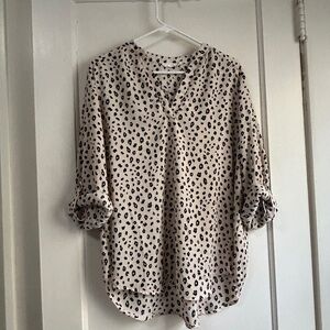 Lush Beige and Black Patterned Blouse